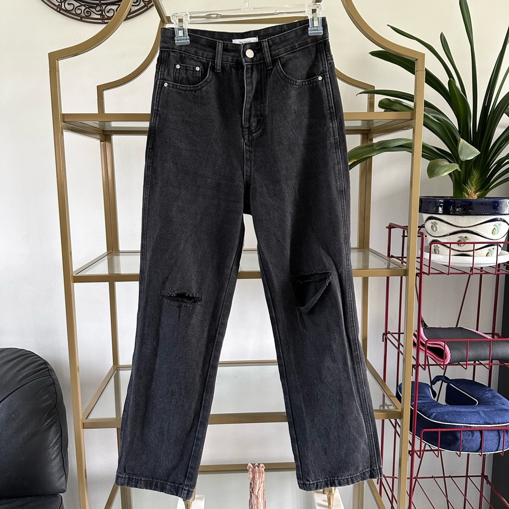 Mulvan dark grey distressed jeans